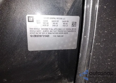 2017 Chevrolet Malibu Ls из США, поврежденный, VIN 1G1ZB5ST8HF210420